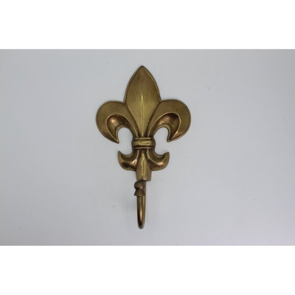 Brass Fleur De Lis Wall Hook Vintage French Decor Solid Brass Hook - Picture 1 of 7